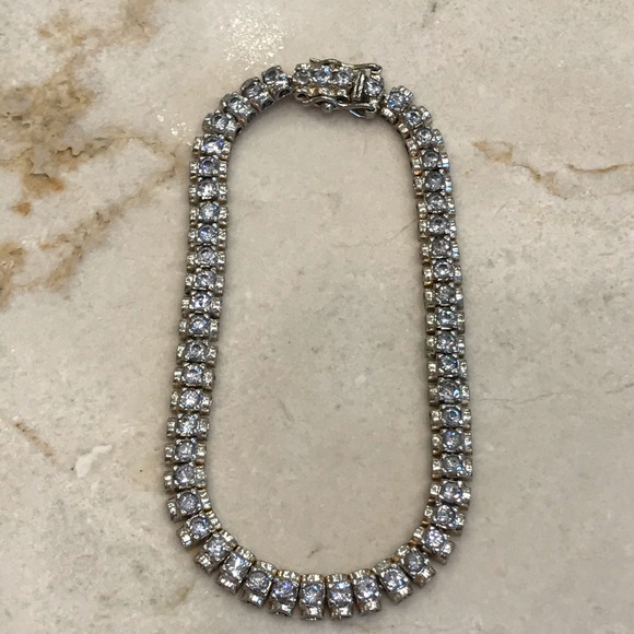 Sterling Vermeil cubic zirconia tennis bracelet - Picture 3 of 12